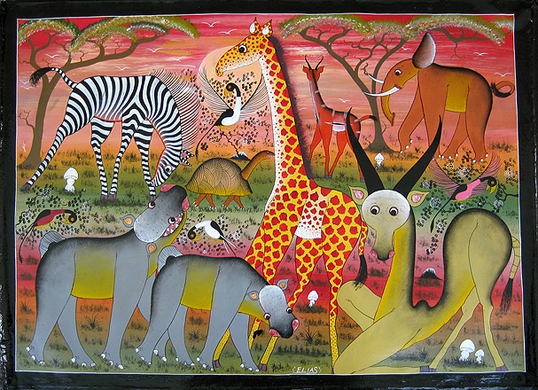 Tingatinga is a popular style of art orginating in Tanzania