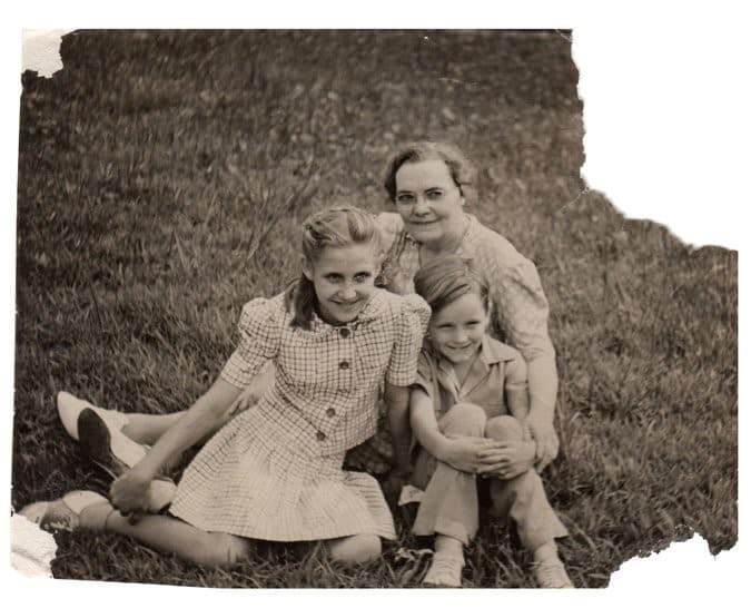 Kathleen Maddox (left), with 5-year-old Charles and her mother 1939-1940