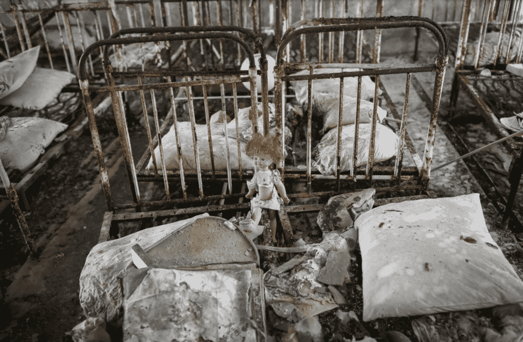 A doll in the ruins of a kindergarten in Pripyat