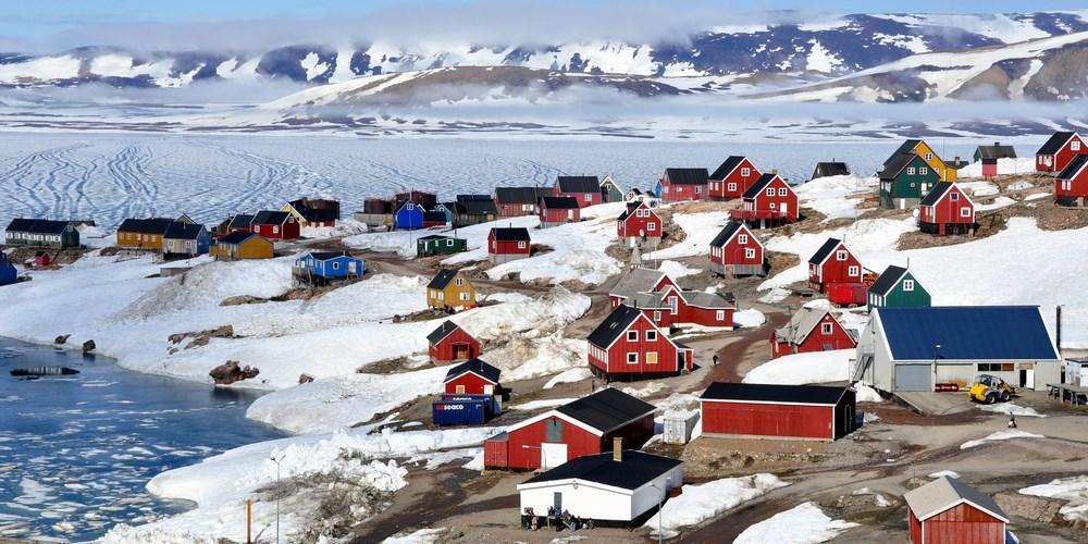 Isolated homes in Ittoqqortoormiit, Greenland