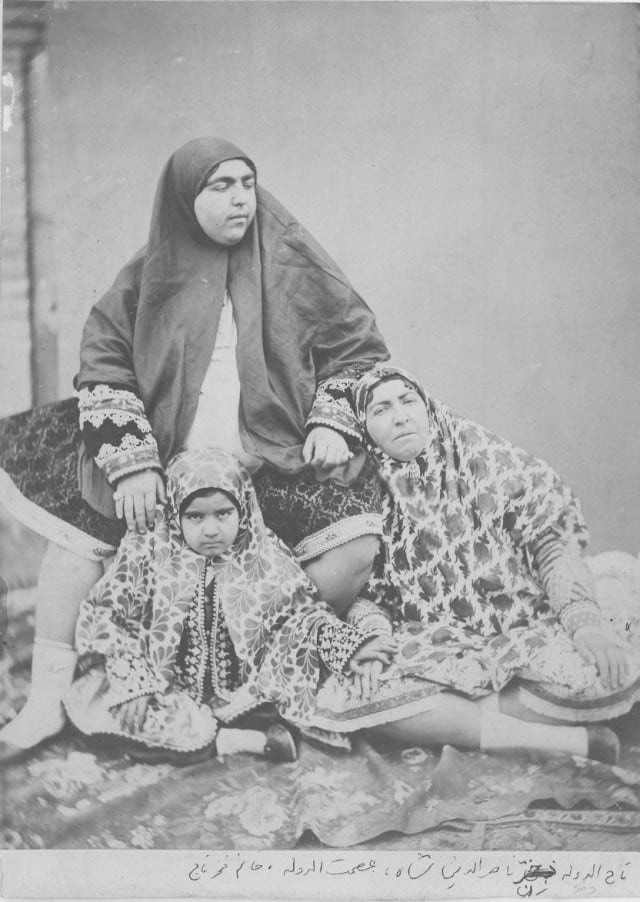 Zahra Khanom Tadj es-Saltaneh with her daughter and mother.