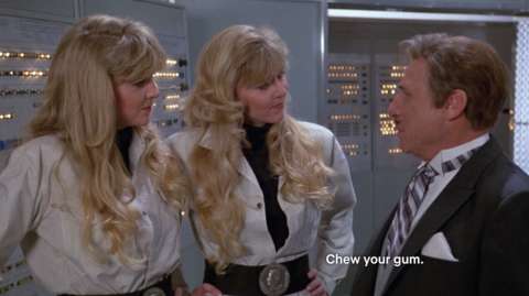 Dian and Denise Gallup parodying their Doublemint Twins career in Spaceballs