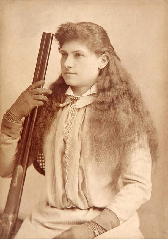 The first known photo of Annie Oakley taken in 1880.