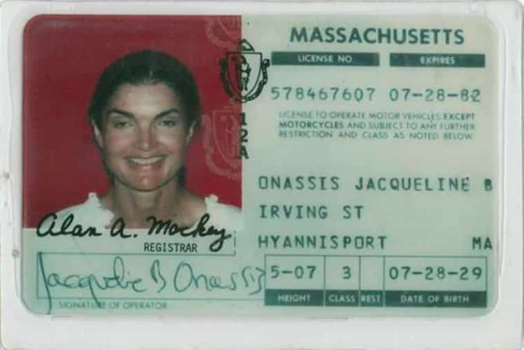 Jackie Kennedy celebrity driver's license