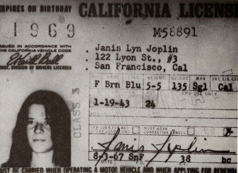Janis Joplin's driver's license